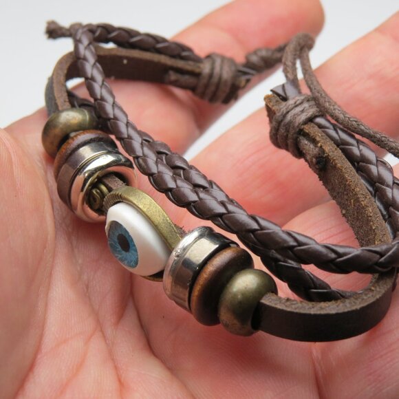 Good Luck Eye Leather Bracelet - Picture 2 of 2